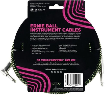 ERNIE BALL P06077-EB 3 m DROIT - ANGLE CÂBLE D'INSTRUMENT